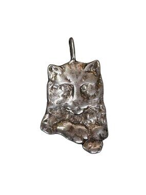Vintage One Of A Kind 925 Sterling Silver Cat Kitten Handmade Maincoon Necklace